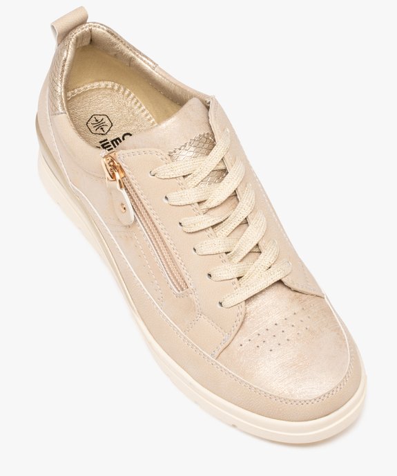 Baskets femme confort scintillantes avec semelle compensée et zip fantaisie vue5 - GEMO (CONFORT) - GEMO