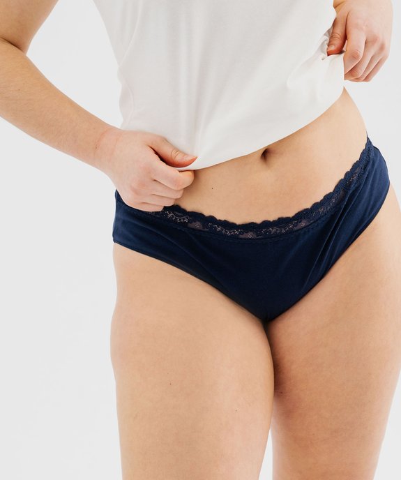 Slip en coton stretch avec taille en dentelle femme grande taille (lot de 2) vue4 - GEMO 4G FEMME - GEMO