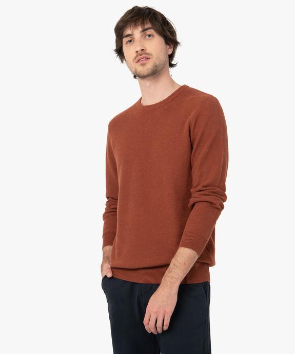 Pull homme uni en maille fantaisie  vue1 - GEMO (HOMME) - GEMO