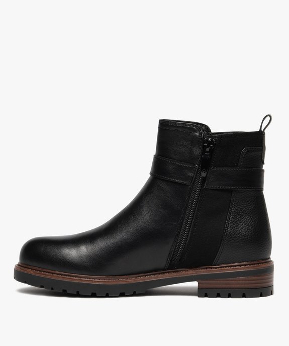 Boots femme à zip et détails suédés avec bride fantaisie  vue4 - GEMO (CASUAL) - GEMO
