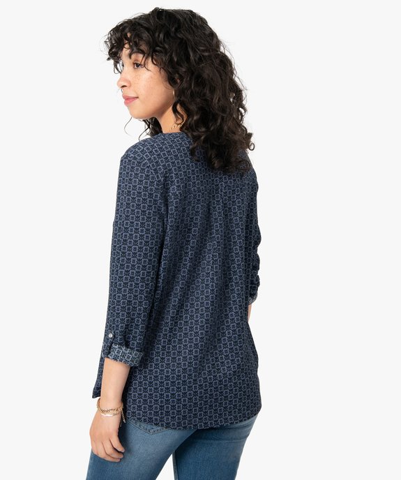 Tee-shirt femme imprimé à manches longues avec col boutonné vue3 - GEMO 4G FEMME - GEMO