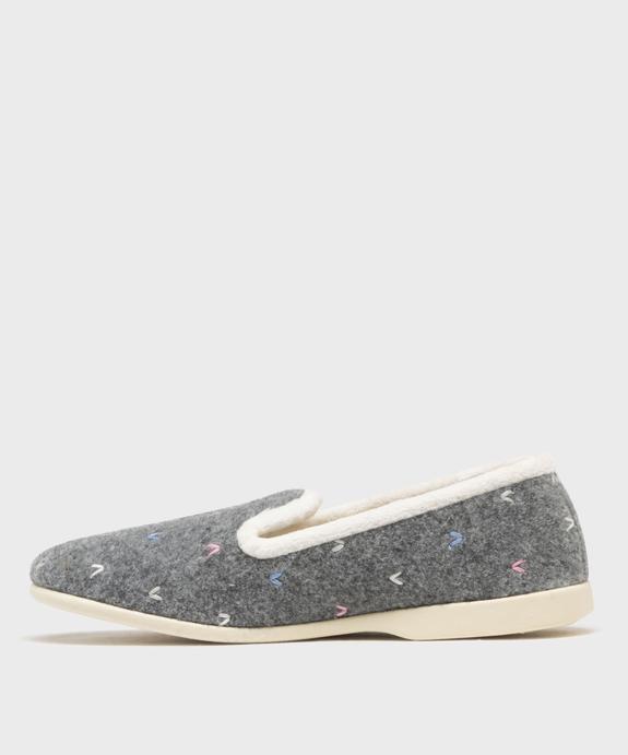 Chaussons pantoufles en velours brodé femme vue3 - G'FLEX GEMO FOR GOOD - GEMO