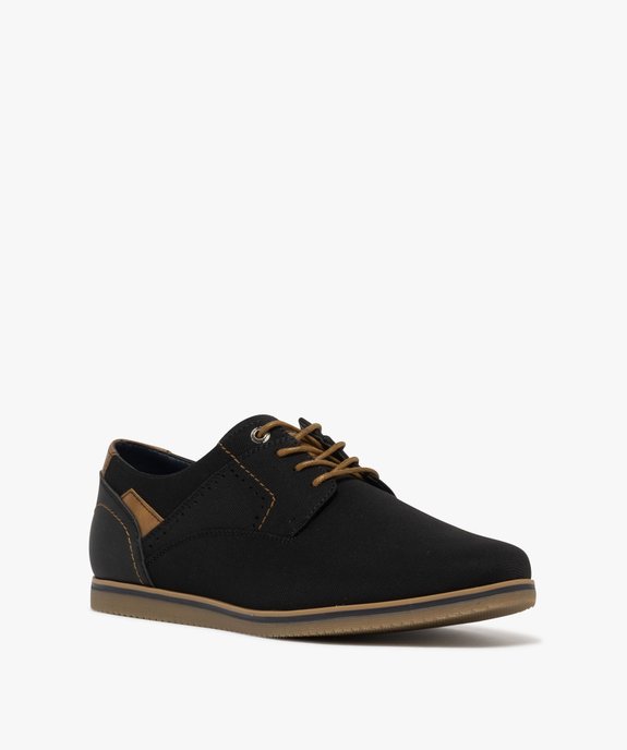 Derbies en toile texturée et détails contrastants homme  vue3 - MARIO BALDANO - GEMO