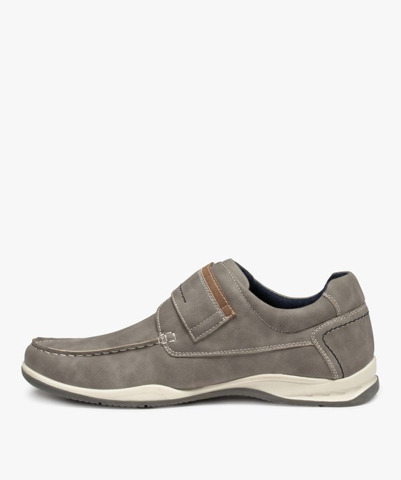 Chaussures bateau homme confort à scratch vue3 - GEMO (CONFORT) - GEMO