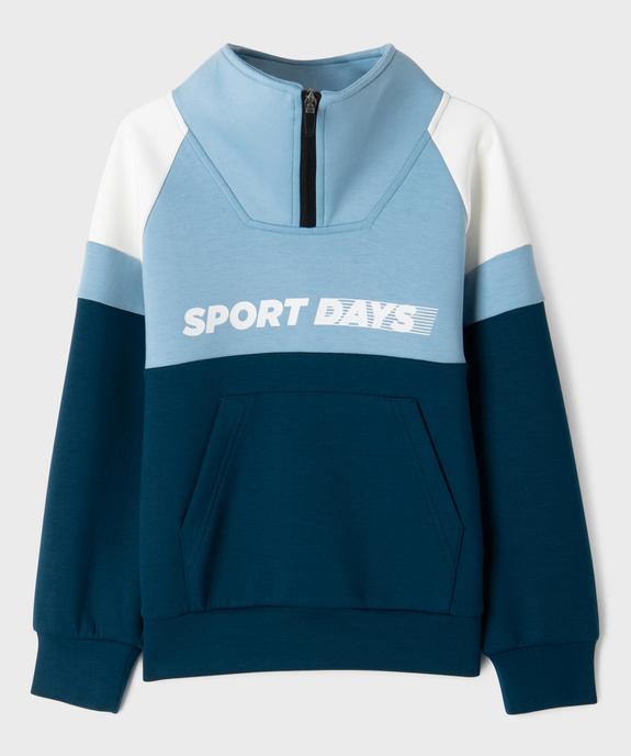 Sweat garçon color block à col montant zippé garçon vue1 - GEMO (ENFANT) - GEMO