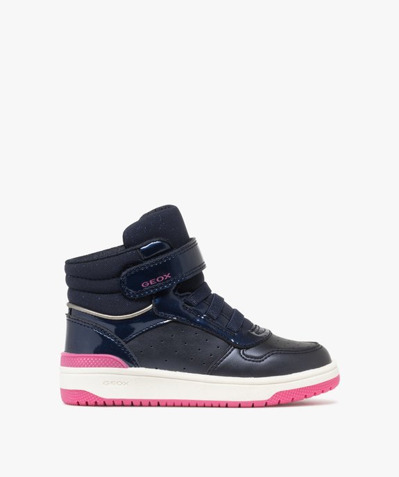 Baskets fille mid-cut à scratch avec détails vernis et pailletés - Geox vue1 - GEOX - GEMO