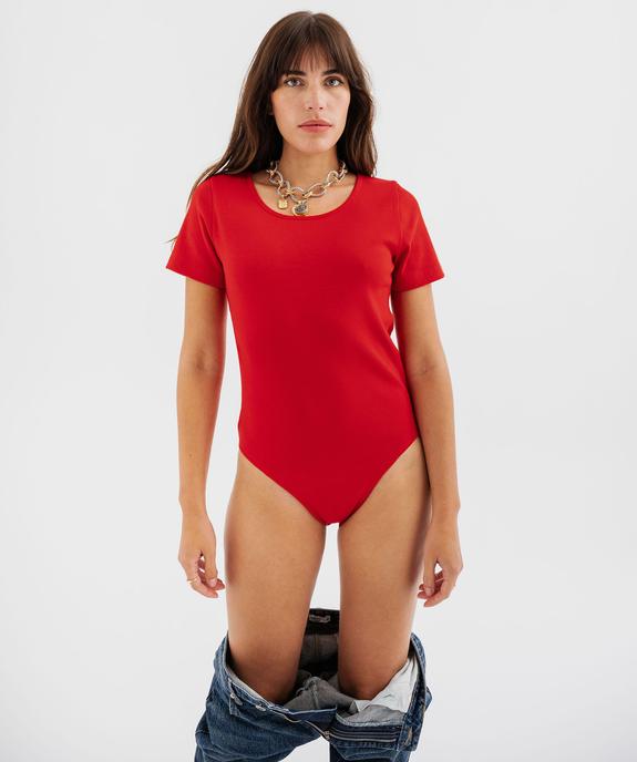 Body à manches courtes en maille côtelée femme vue2 - GEMO 4G FEMME - GEMO
