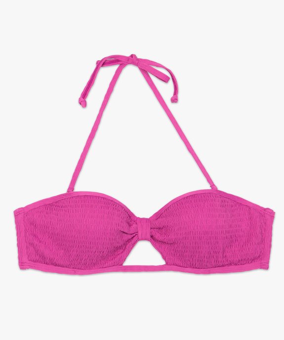 Haut de maillot de bain femme forme bandeau en maille gaufrée vue4 - GEMO (PLAGE) - GEMO