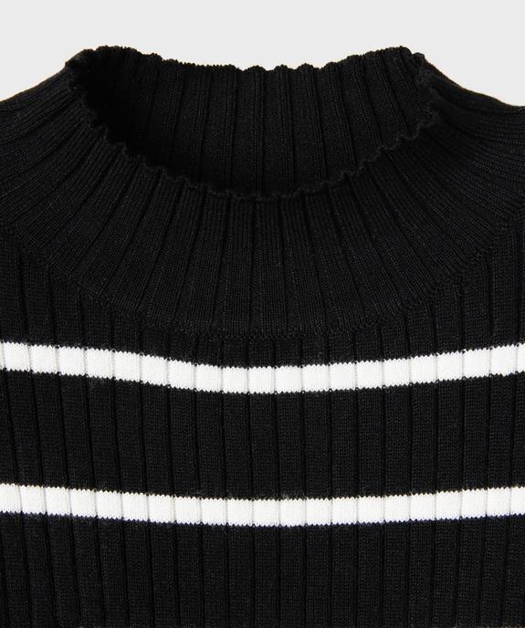 Pull en maille côtelée à rayures fille vue2 - GEMO 4G FILLE - GEMO