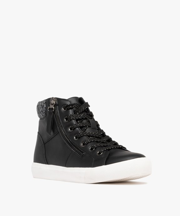 Baskets femme montantes avec col en maille à lacets et zip fantaisie  vue2 - FOLLOW ME - GEMO