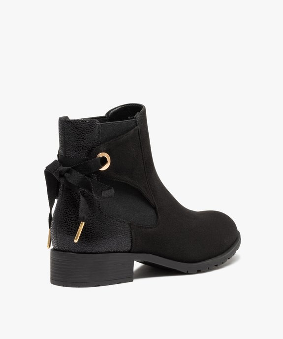 Boots femme à talon plat dessus en suédine et nœud décoratif vue5 - GEMO (CASUAL) - GEMO