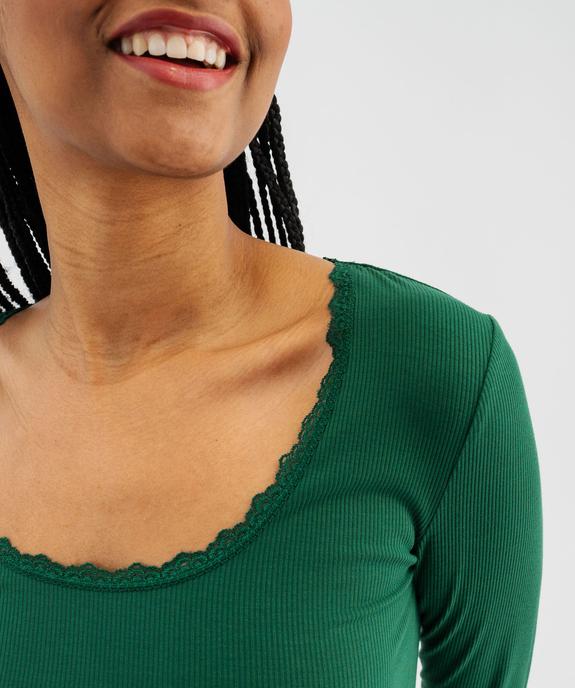 Tee-shirt manches longues avec col rond en dentelle femme vue2 - GEMO(HOMWR FEM) - GEMO