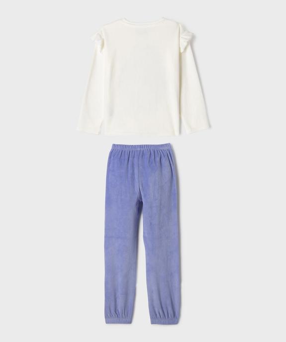 Pyjama en velours bicolore fille avec volants - LuluCastagnette vue3 - LULUCASTAGNETTE - GEMO