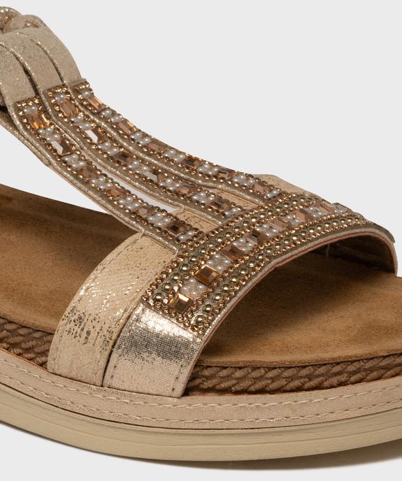 Sandales à semelle épaisse, brides métallisées et strass femme vue6 - EMILIA ROSA - GEMO