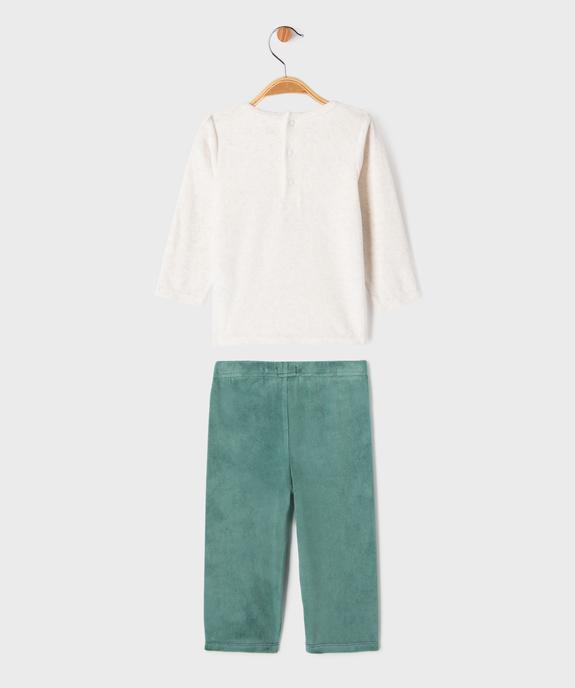 Pyjama 2 pièces en velours avec motif biche brodé bébé fille vue4 - GEMO 4G BEBE - GEMO