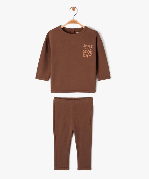 Ensemble 2 pièces nid d'abeille doux tee-shirt manches longues + legging bébé garçon vue1 - GEMO(BEBE DEBT) - GEMO