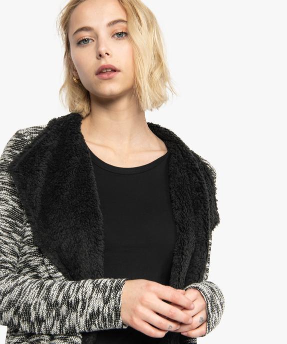 Gilet femme en maille bouclette doublé sherpa vue2 - FOLLOW ME - GEMO