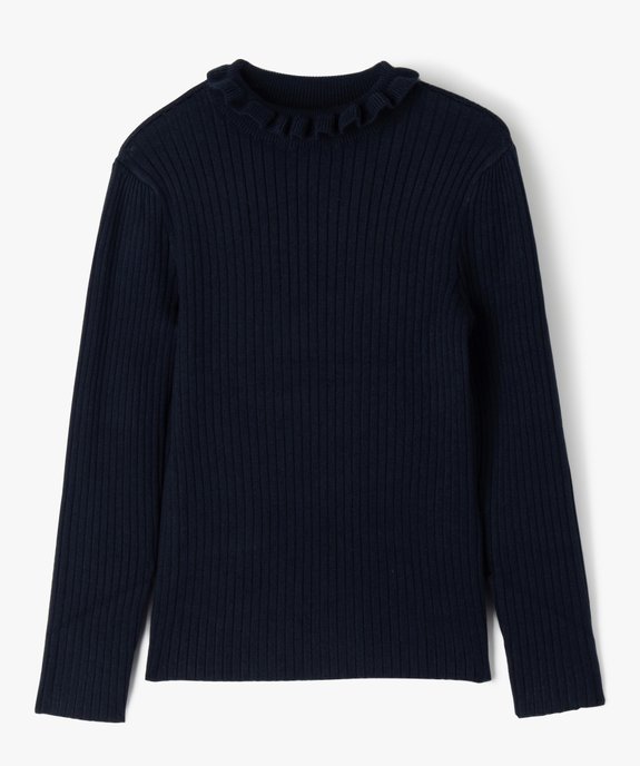 Pull en maille côtelée avec col montant froncé fille vue2 - GEMO (ENFANT) - GEMO