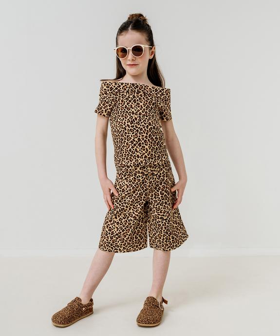 Bermuda en jean imprimé léopard fille vue6 - GEMO 4G FILLE - GEMO