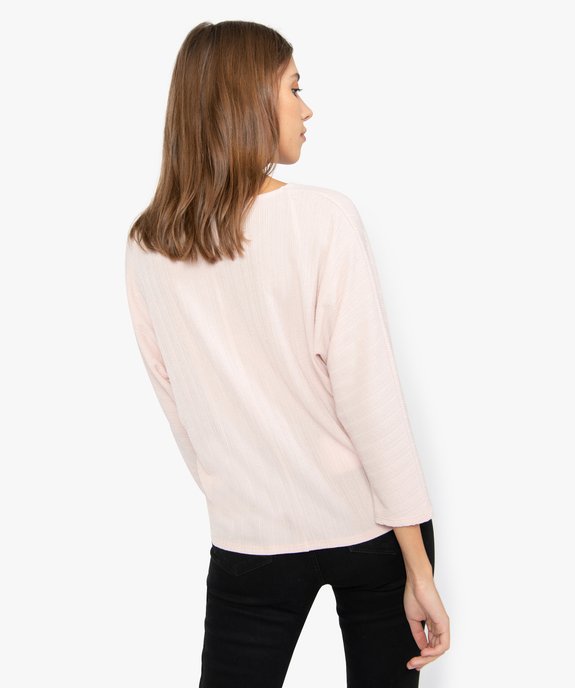 Tee-shirt femme ample à manches 3/4 et lacet à nouer vue3 - GEMO(FEMME PAP) - GEMO