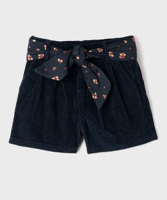 Short en velours côtelé à taille haute et ceinture à nouer fille - LuluCastagnette vue1 - LULUCASTAGNETTE - GEMO