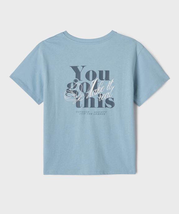 Tee-shirt manches courtes imprimé dos fille vue3 - GEMO 4G FILLE - GEMO