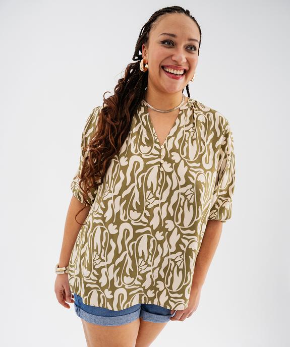 Blouse fluide en viscose avec manches 3/4 femme grande taille vue1 - GEMO 4G GT - GEMO