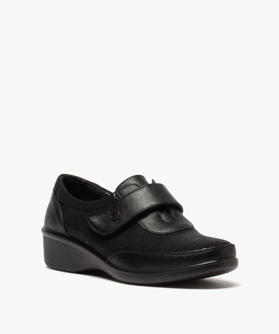 Derbies femme confort à bride scratch et dessus brillant vue2 - GEMO (CONFORT) - GEMO