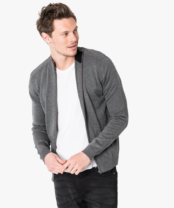 Gilet manches longues fermeture zippee gris fonce GEMO