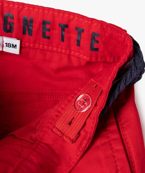 Short en twill avec ceinture tressée bébé garçon - LuluCastagnette vue4 - LULUCASTAGNETTE - GEMO