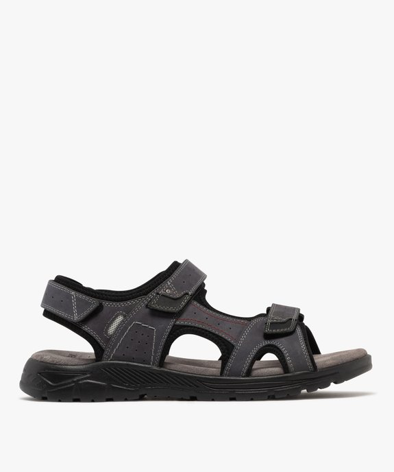 Sandales confort en cuir fermeture 3 scratchs homme vue1 - G'FLEX - GEMO