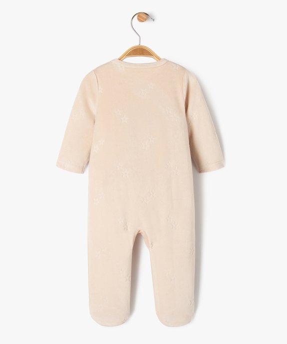 Pyjama en velours ouverture devant avec message  bébé vue6 - GEMO 4G BEBE - GEMO