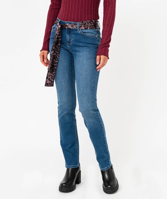 Jean Regular stretch avec ceinture foulard femme vue1 - GEMO 4G FEMME - GEMO