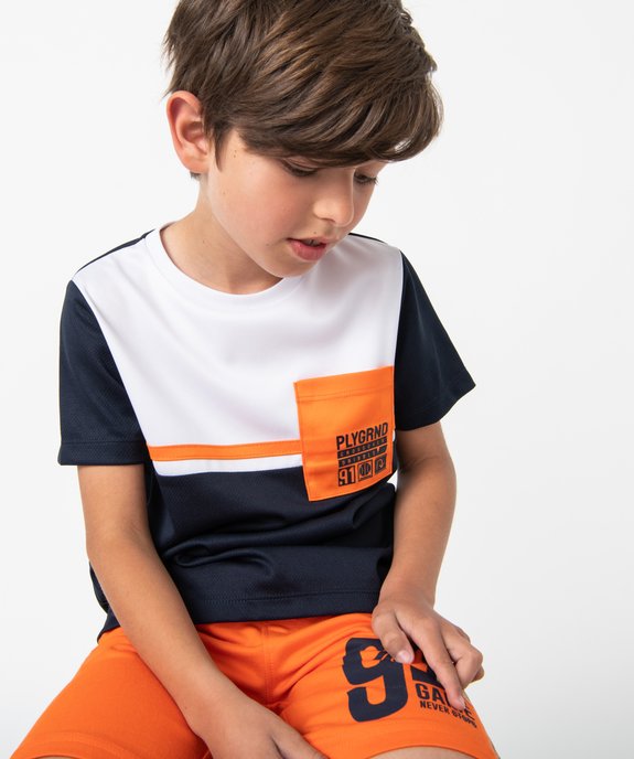 Tee-shirt garçon à manches courtes en mesh aéré vue1 - GEMO (ENFANT) - GEMO