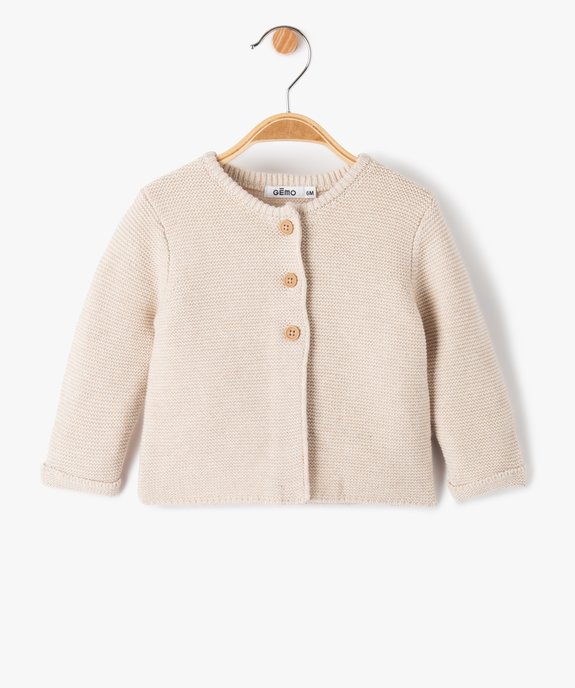 Gilet brassière bébé à col rond en maille tricotée vue2 - GEMO(BB COUCHE) - GEMO