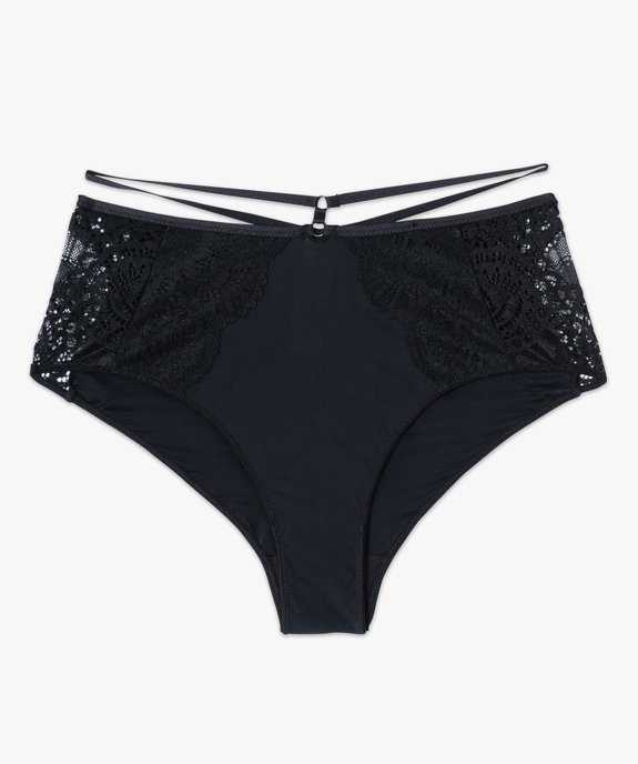 Culotte femme taille haute en microfibre et dentelle vue4 - GEMO(HOMWR FEM) - GEMO