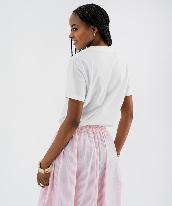 Tee-shirt manches courtes coupe ample avec motif sur l’avant femme vue3 - GEMO 4G FEMME - GEMO