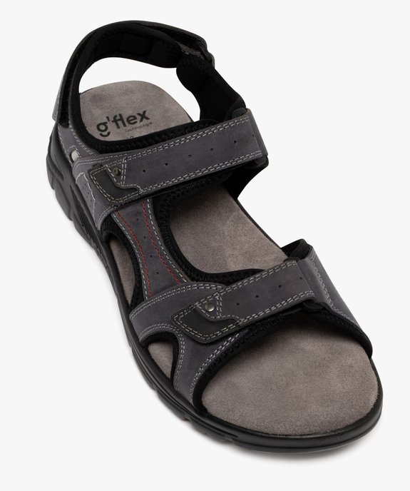 Sandales confort en cuir fermeture 3 scratchs homme vue5 - G'FLEX - GEMO