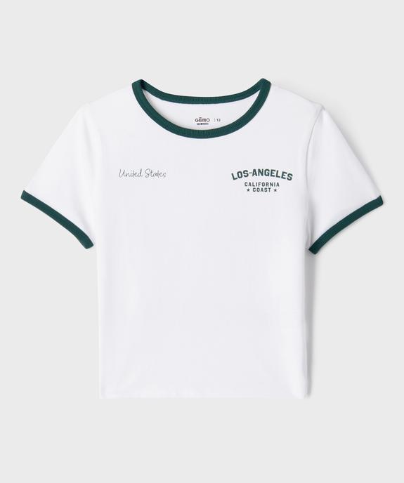 Tee-shirt manches courtes à message fille vue1 - GEMO 4G FILLE - GEMO