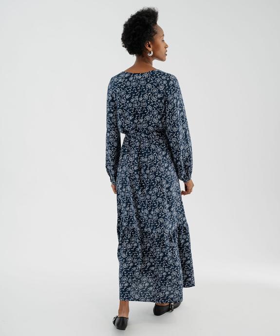 Robe chemise longue à manches longues en viscose fleurie femme vue3 - GEMO 4G FEMME - GEMO