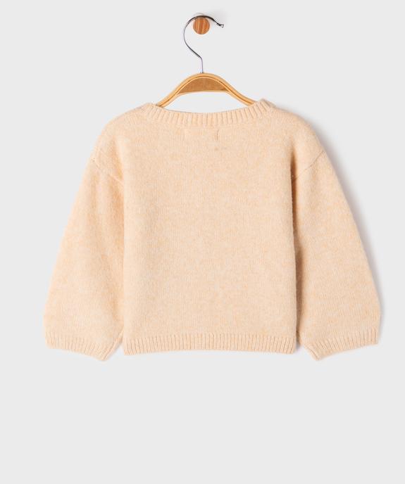 Gilet col rond à motifs fleuris bébé fille vue3 - GEMO 4G BEBE - GEMO