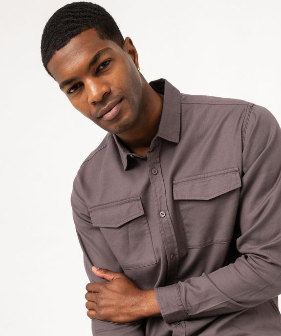 Chemise en coton avec poches poitrine homme vue6 - GEMO 4G HOMME - GEMO