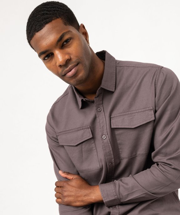 Chemise en coton avec poches poitrine homme vue6 - GEMO 4G HOMME - GEMO