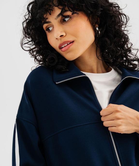 Sweat zippé à col chemise en maille sport extensible femme vue2 - GEMO(FEMME PAP) - GEMO
