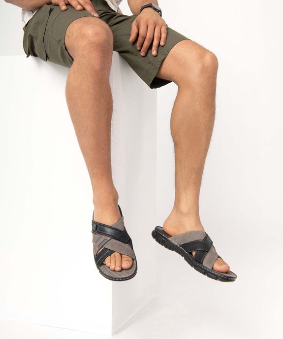 Mules homme confort à brides multiples et surpiqûres colorées vue1 - GEMO (CASUAL) - GEMO