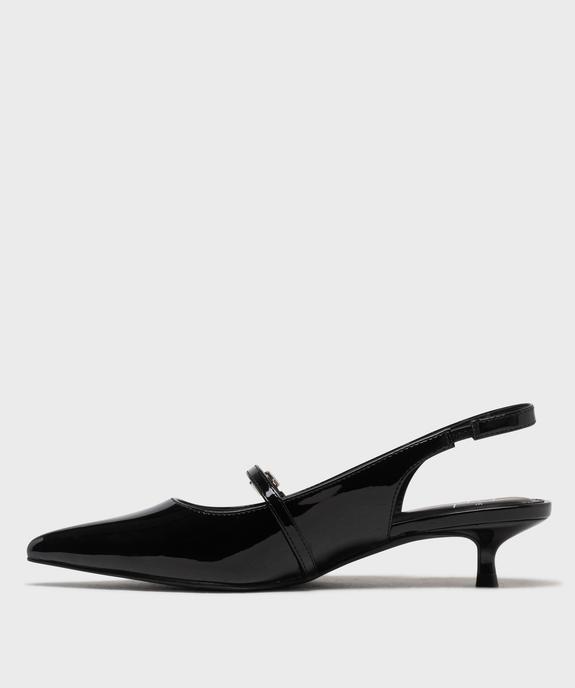 Escarpins sling-back à bout pointu et bride cou-de-pied vernis femme - Follow Me vue3 - FOLLOW ME - GEMO
