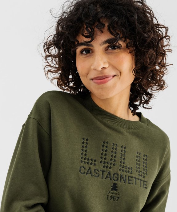 Sweat large avec motifs brodés femme - LuluCastagnette vue3 - LULUCASTAGNETTE - GEMO