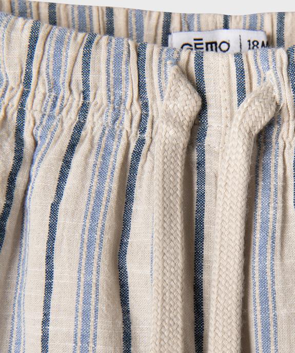 Short rayé en coton avec taille ajustable bébé garçon vue2 - GEMO(BEBE DEBT) - GEMO