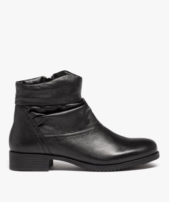 Boots femme confort dessus en cuir uni et plissé vue1 - GEMO (CONFORT) - GEMO