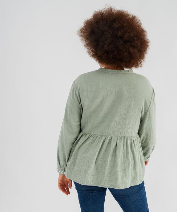 Blouse manches longues en gaze de coton brodé femme grande taille vue3 - GEMO (G TAILLE) - GEMO